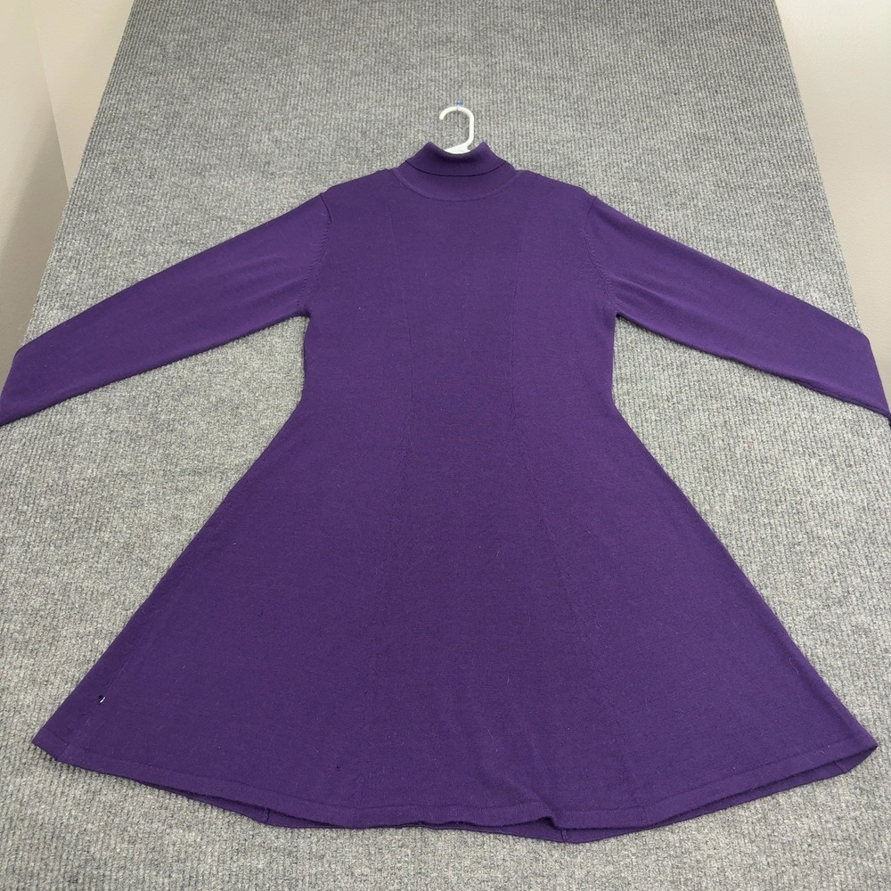 Vintage Stephanie Andrews Dress Womens L Purple Merino Wool Turtleneck Knit Mod